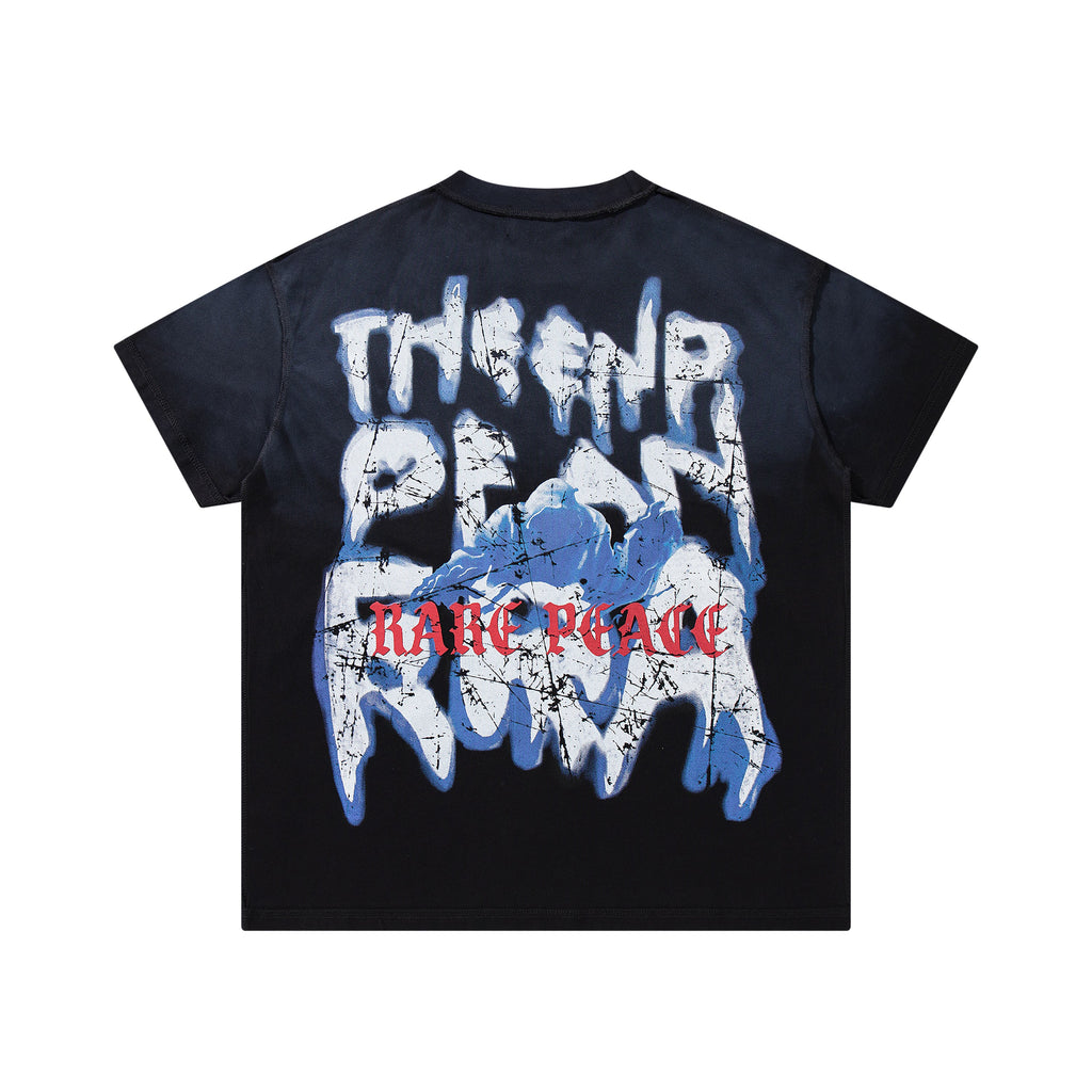 Rare Peace The End Of An Era Gothic Graphic Oversized Black T-Shirt